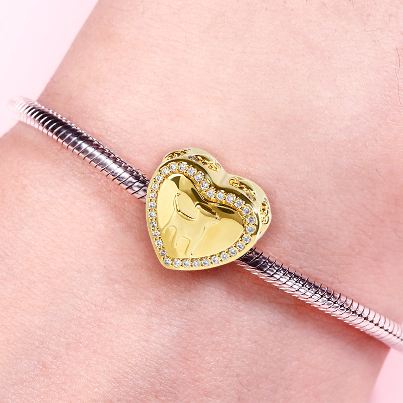 Gnoce Heart Shaped Puppy Photo Charm Platinum-plated Silver Blend_3