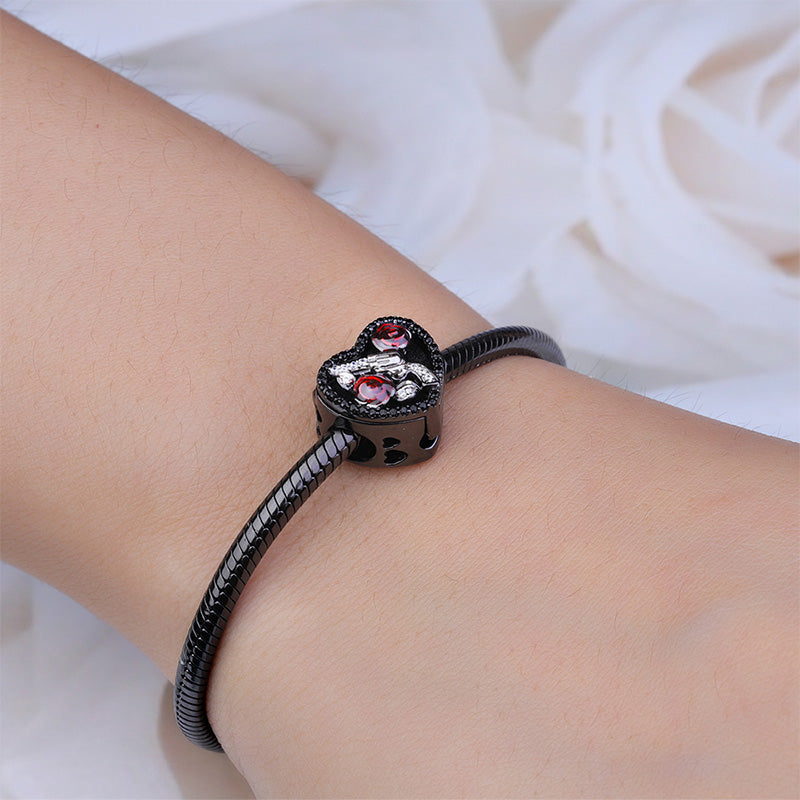 Gnoce "Guns and Roses" Essential Oil Diffuser Charm Aromatherapy S925 Sterling Silver Bead Black Plated_4