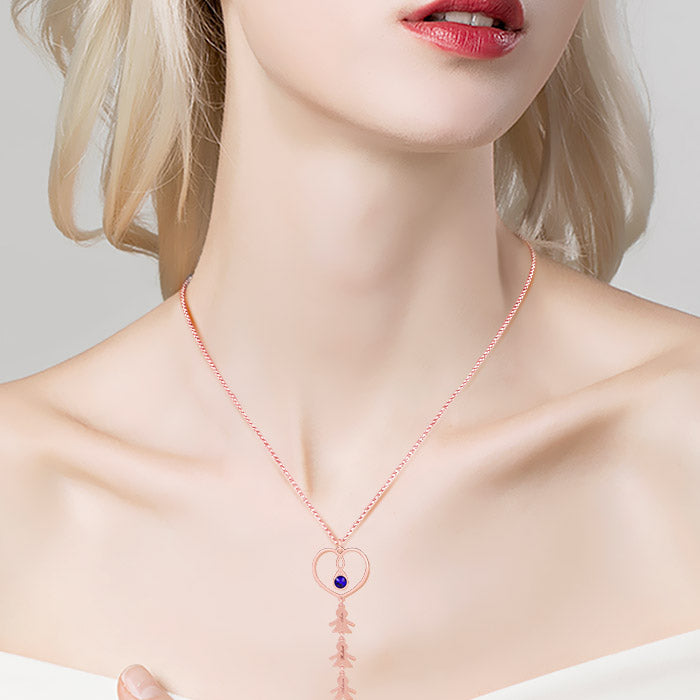 Gnoce "Family Love" Personalized 18K Rose Gold Plated Engraved Necklace Sterling Silver with Birthstone_5