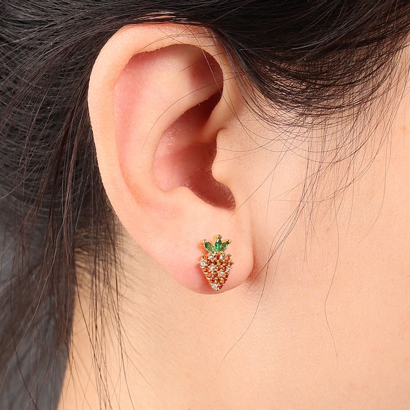 Strawberry Stud Earrings 18k Gold Plated 925 Sterling Silver_3
