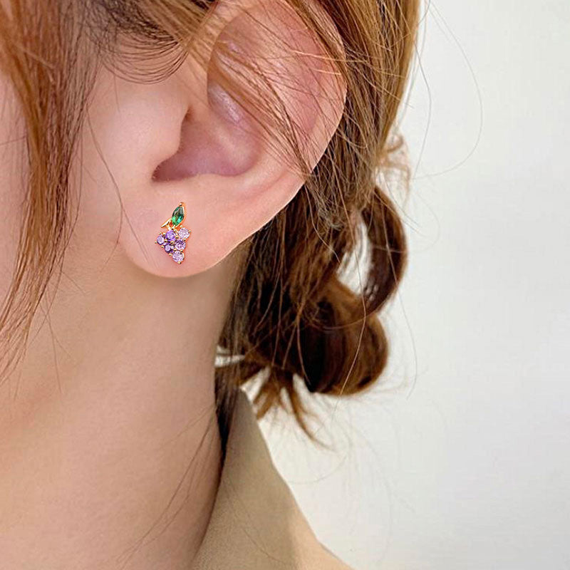 Grape Stud Earring Gold Plated 925 Sterling Silver_3