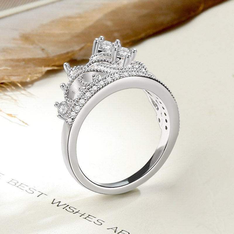 Women's Ring Princess Tiara Crown Ring Party Jewelry Sterling Silver_2