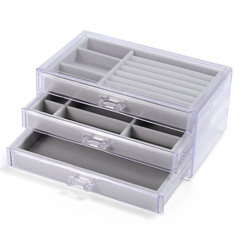 Acrylic Three-layer Jewelry Storage Box Earring Ring Necklace Bracelet Watch Charm Storage Gift Casket_3