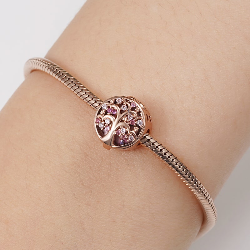 Tree of Life Personalized Photo Engravable Locket Charm Bead 925 Sterling Silver 18K Rose Gold Plated Mother's Day Gift_3