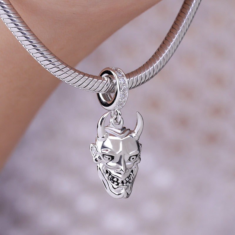 Gnoce "Reveal Your Mask" S925 Sterling Silver Hannya Mask Charm Pendant With CZ Stones_3