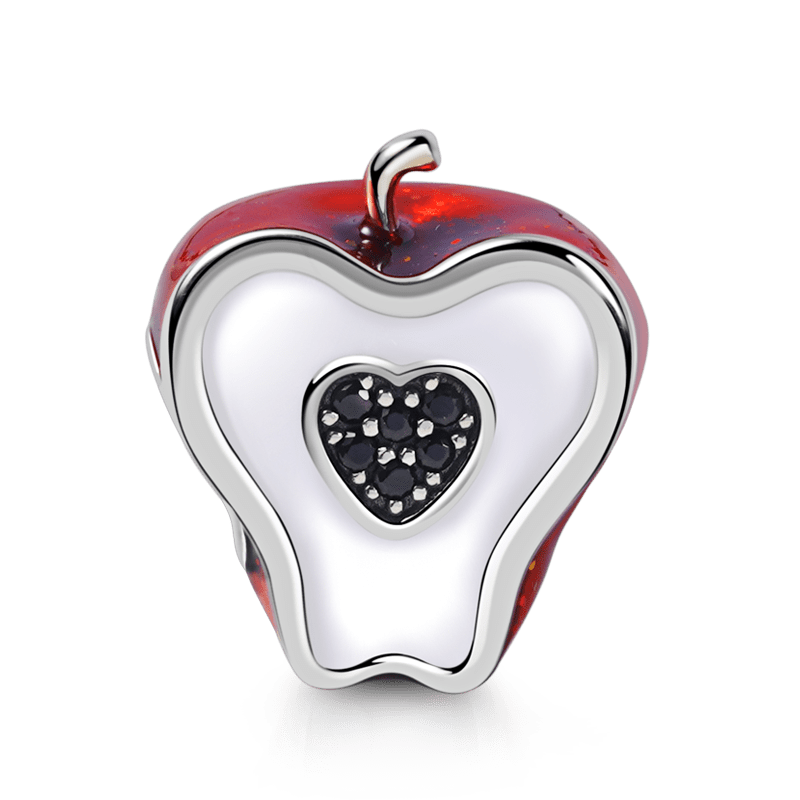 Black Heart Apple Charm Bead Sterling Silver_2