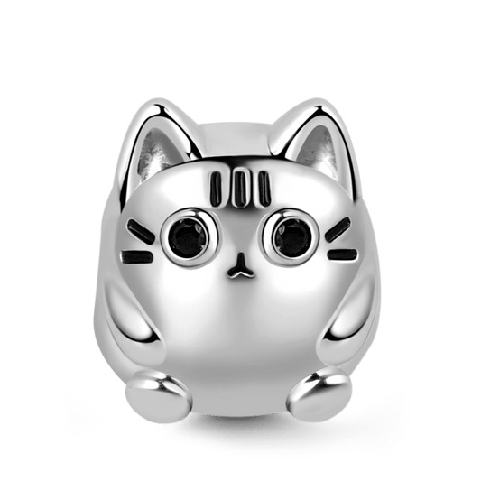 Gnoce "Meow, Play with Me" Cat Charm S925 Sterling Silver Bead Fit for Bracelet_1