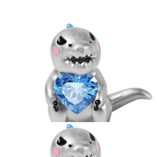 Dinosaur Embraces Heart Gemstone Charm Bead Sterling Silver_1