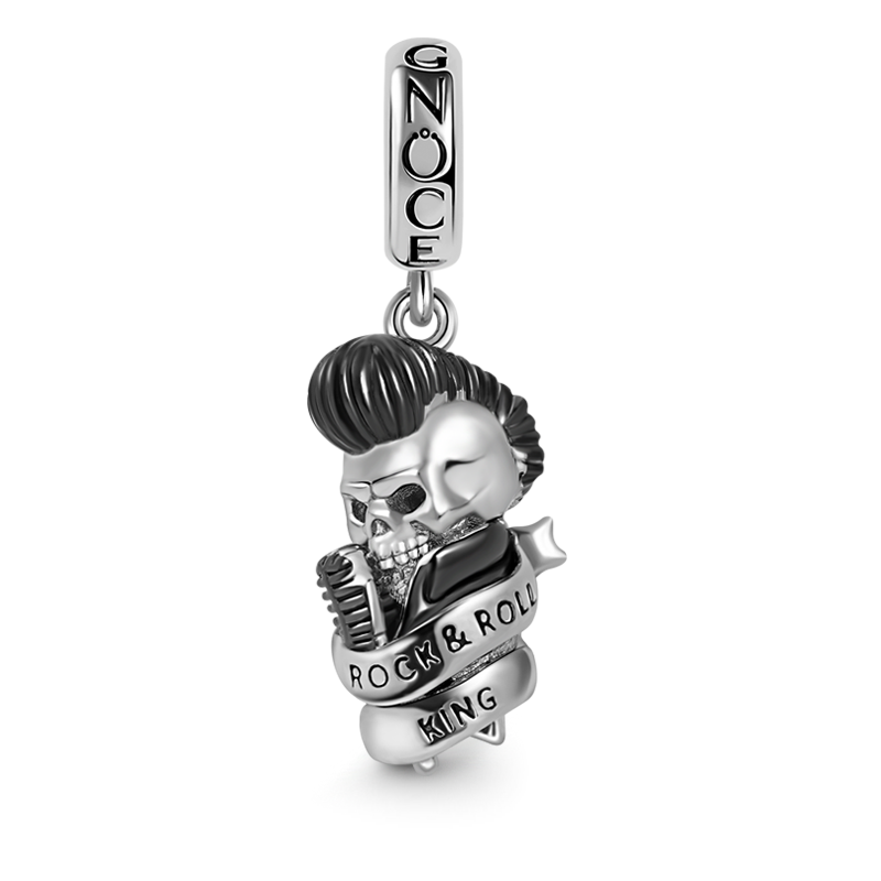 Skully Singing Man Pendant Dangle Charm 925 Sterling Silver_1