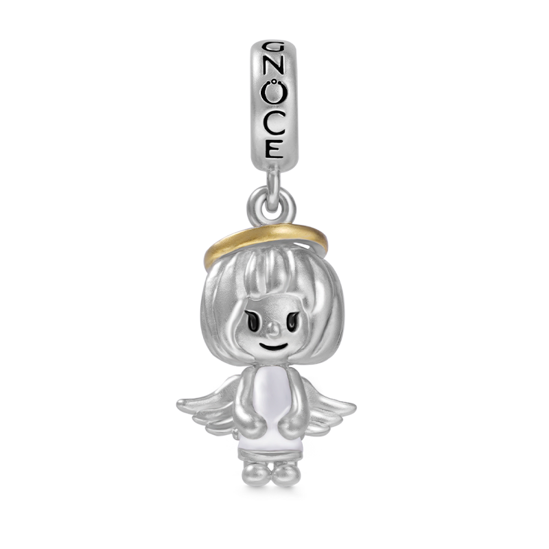 Cute Angel Pendant Dangle Charm 925 Sterling Silver Matte Finish_1