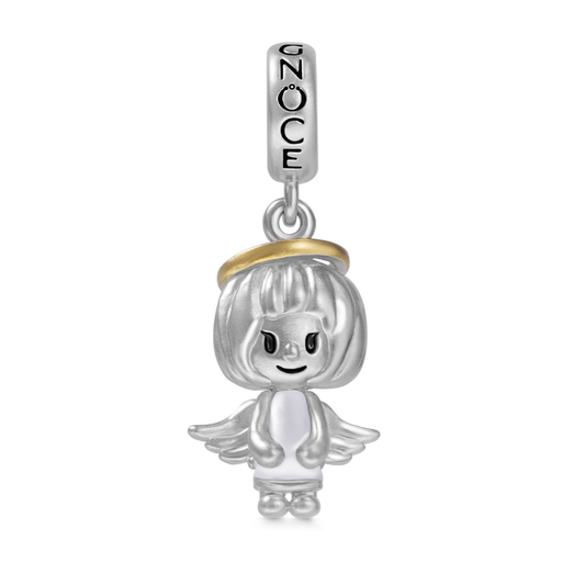 Cute Angel Pendant Dangle Charm 925 Sterling Silver Matte Finish_1