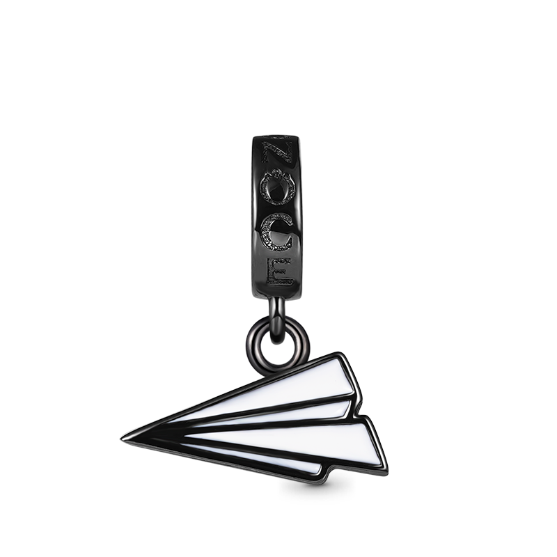 Origami Airplane Pendant Dangle Charm 925 Sterling Silver White Enamel_1