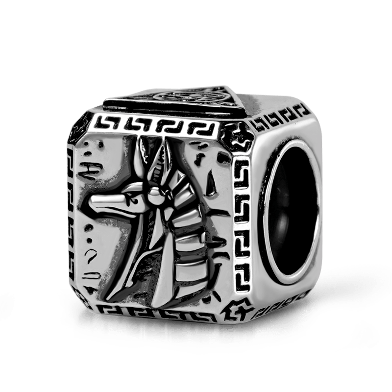 Anubis Vintage Bead & Customized Classic Beads S925 Sterling Silver with Gift Copper Black Leather Men's Bracelet Jewelry for Men_2