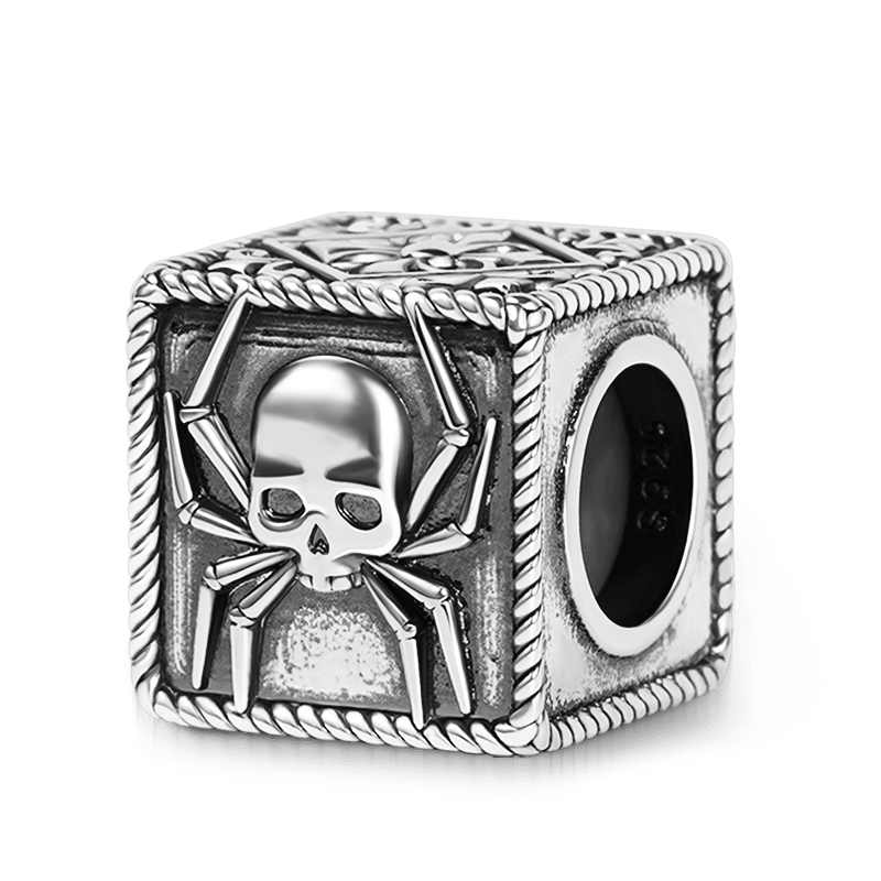 Spider Skull Vintage Bead & Customized Classic Beads S925 Sterling Silver with Gift Copper Black Leather Men's Bracelet Jewelry for Men_2
