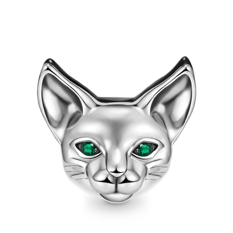 Double Sided Cat Charm Bead 925 Sterling Silver_2