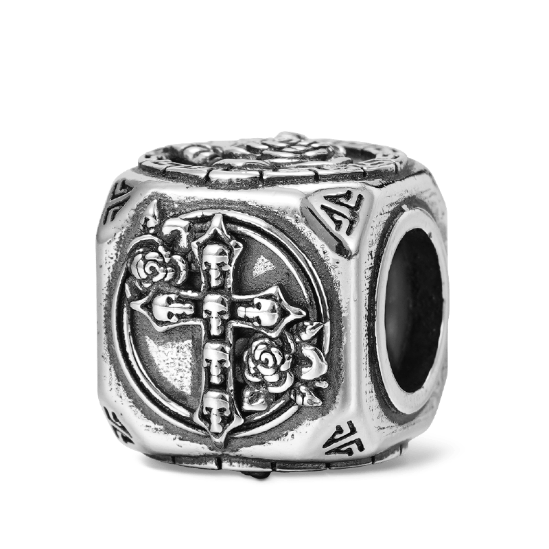 Rose Skull Cross Men's Charm_1