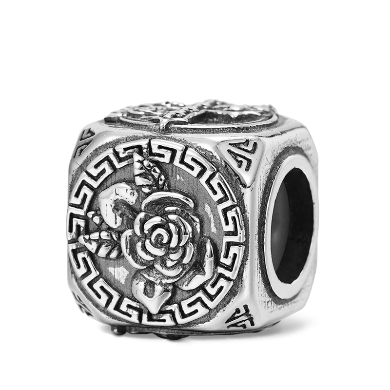 Rose Skull Cross Men's Charm_2