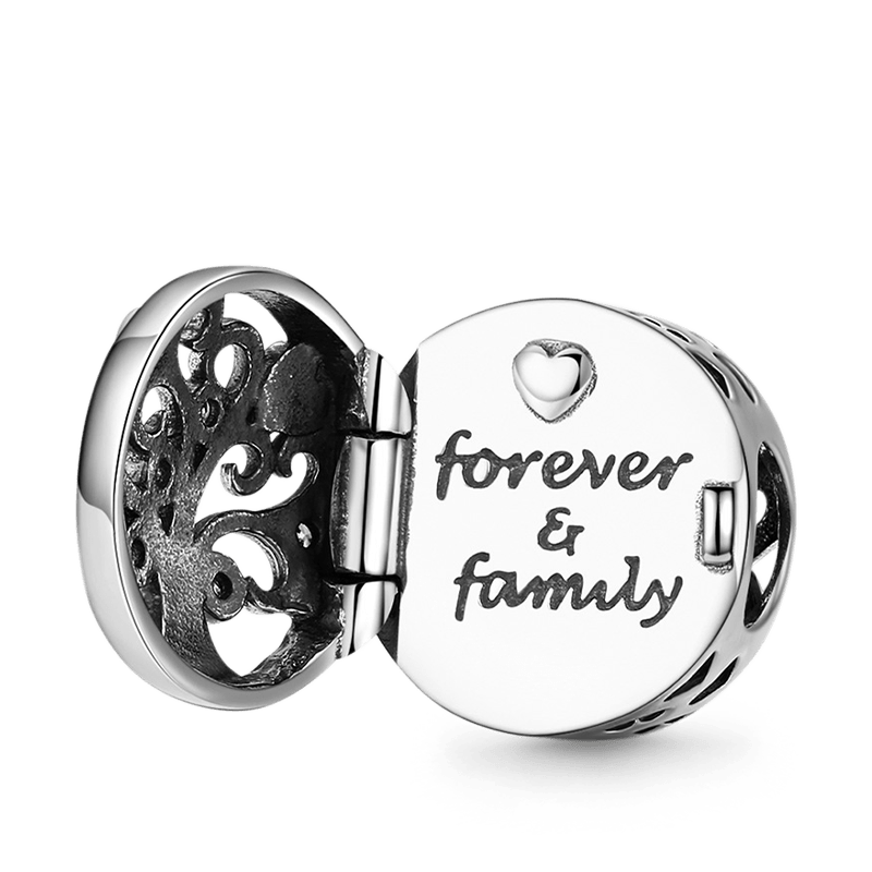 Openable Family Tree Charm Bead 925 Sterling Silver with Hearts Hollow_1