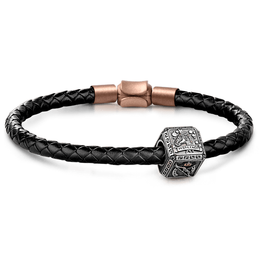 Four Horsemen of the Apocalypse Men's Vintage Bead S925 Sterling Silver with Gift Copper Black Leather Men's Bracelet Jewelry for Men_1