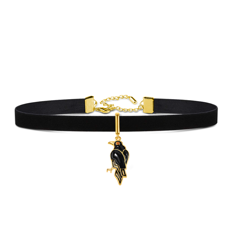 Crow Choker Adjustable Velvet Necklace Copper with Black & 18K Gold Plated_1