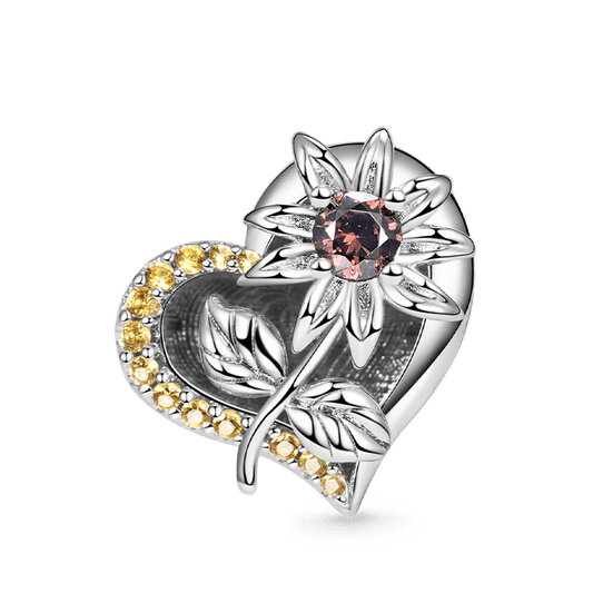 Sun Flower Charm Bead 925 Sterling Silver Back with Engravings_1