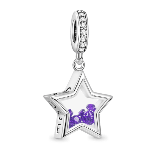 Star-shaped Birthstone Pendant Dangle Charm 925 Sterling Silver_1