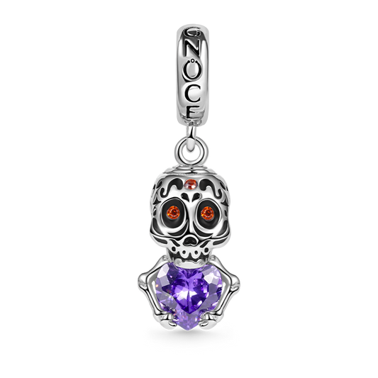 Skull Embraces Heart Gemstone Pendant Dangle Charm 925 Sterling Silver_1