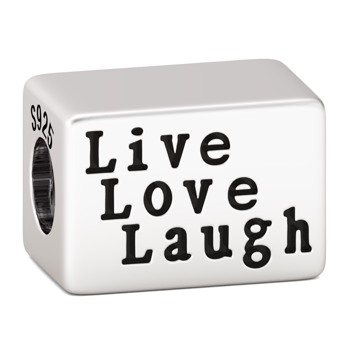Gnoce "Live Love Laugh "rectangle 925 Sterling Silver Bead Charm Photo Bead Charm_2