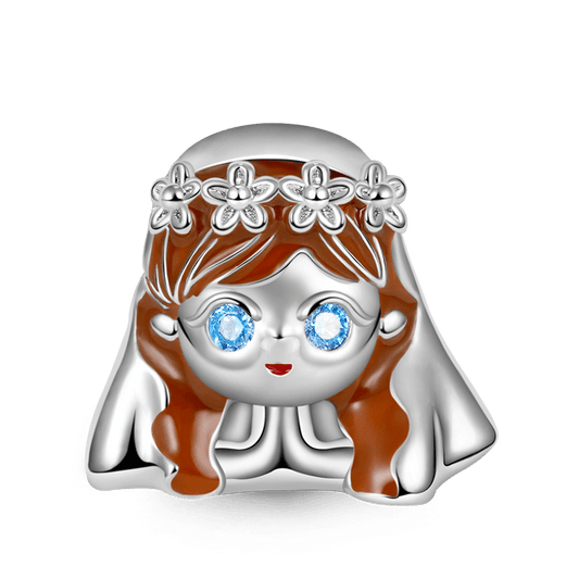 Bride Charm Bead 925 Sterling Silver with Brown Enamels_1