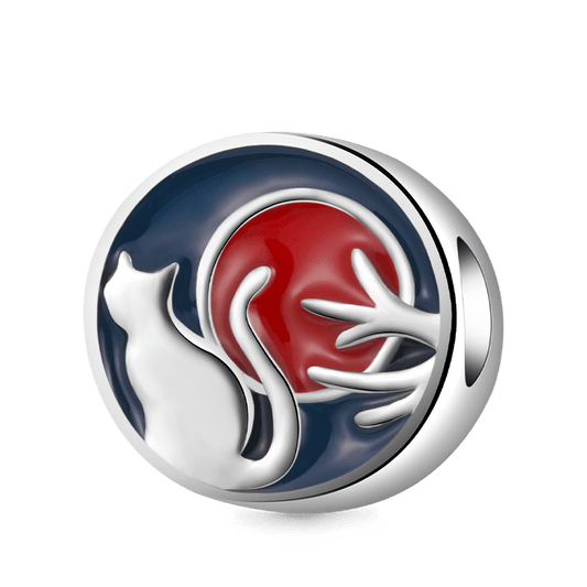 Playful Cat Bead 925 Sterling Silver with Red & Black Enamels_1