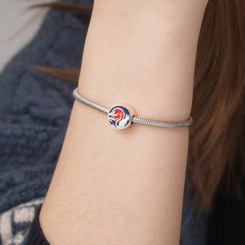 Playful Cat Bead 925 Sterling Silver with Red & Black Enamels_3