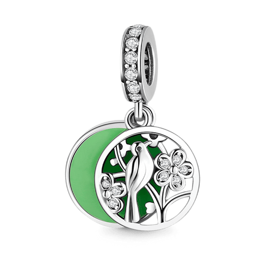 Bird & Flowers Pendant Dangle Charm Back with "You are my sunshine" Engraving 925 Sterling Silver_1