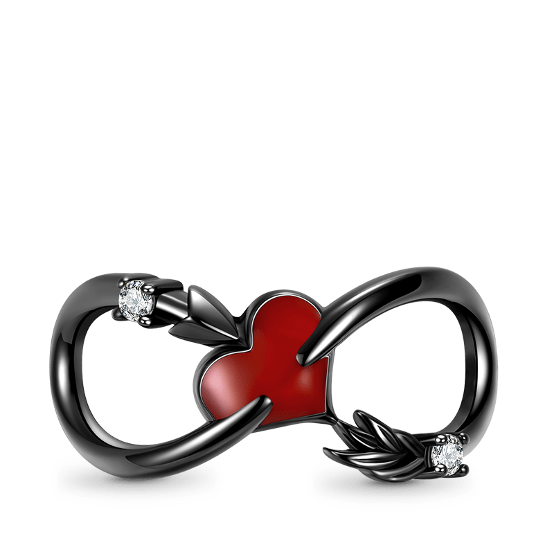 Infinite Arrow & Heart Charm Bead 925 Sterling Silver Black Plated_1