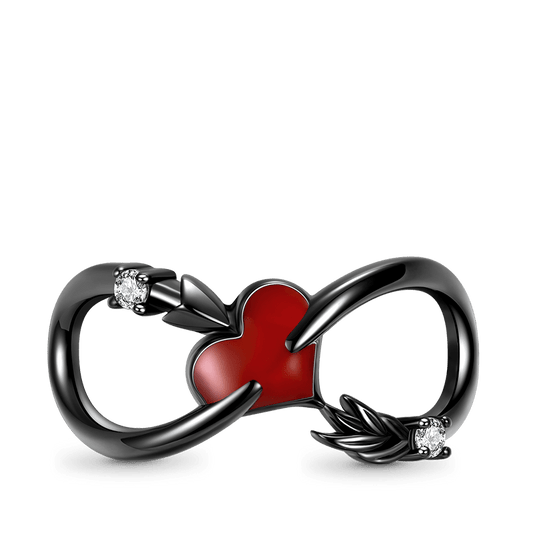 Infinite Arrow & Heart Charm Bead 925 Sterling Silver Black Plated_1