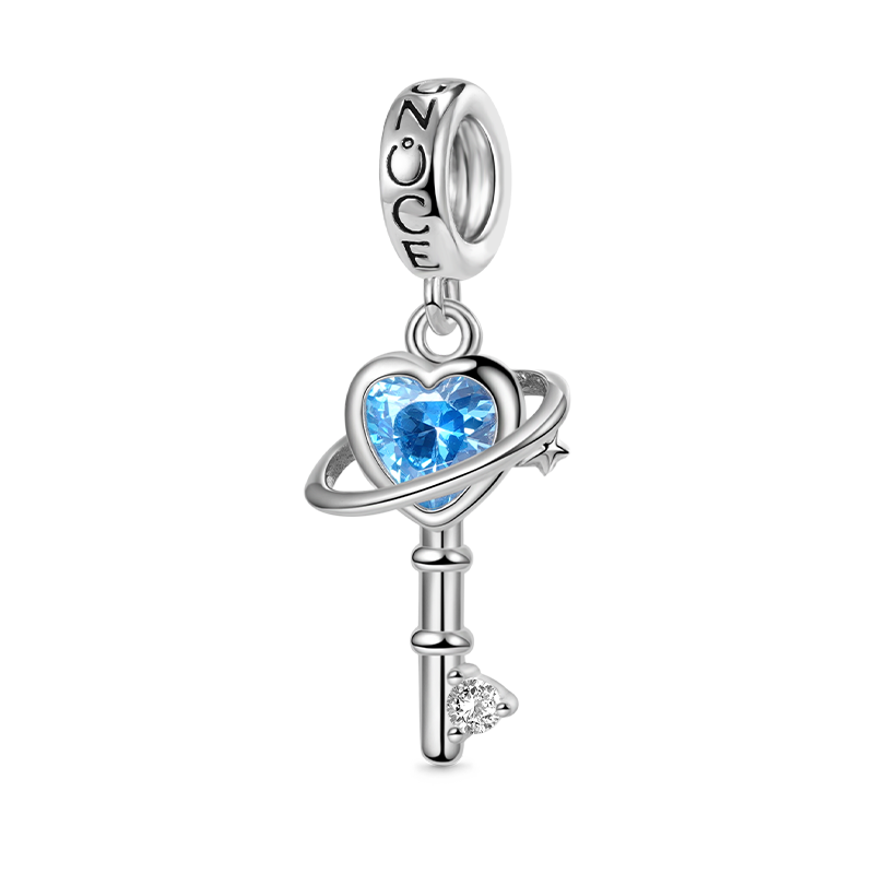 Blue Planet Key Pendant Dangle Charm 925 Sterling Silver_1