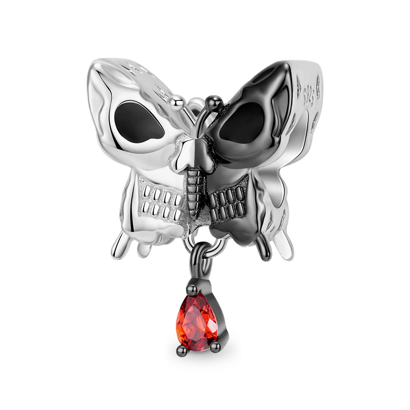 Two-tones Skull Butterfly Charm Bead 925 Sterling Silver_1