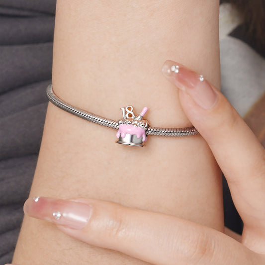 Gnoce 18th Birthday Cake 925 Sterling Silver Charm Bead_3