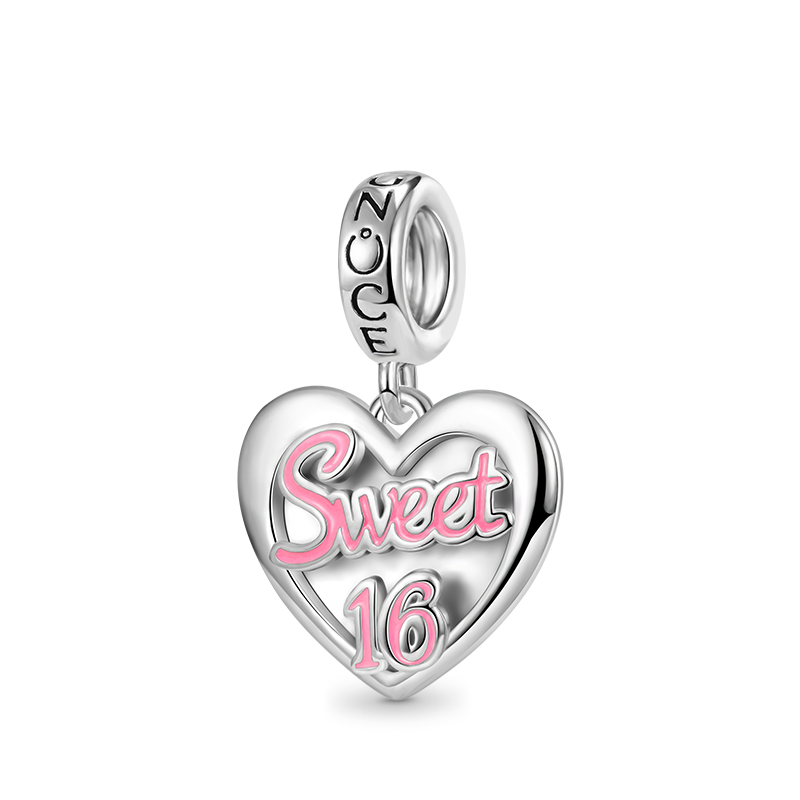Gnoce "Sweet 16" Heart Engravable Pendant Dangle Charm_2