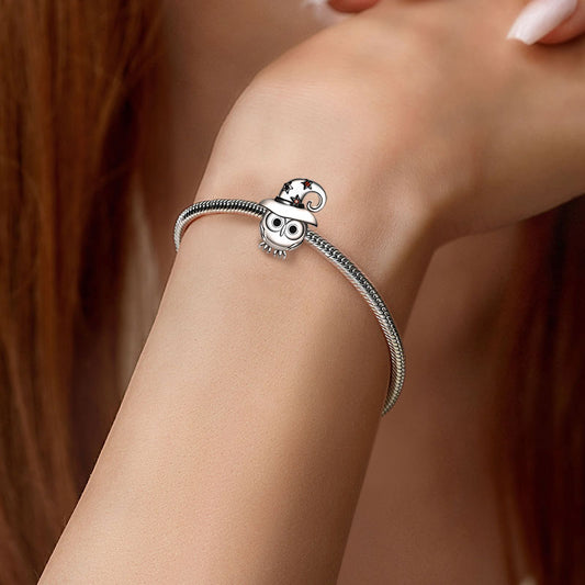 Gnoce Owl with Witch Hat Gift Charm Platinum-plated Silver Blend_5