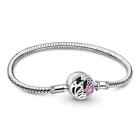 Gnoce Pink Flower Basic Snake Chain Bracelet_1