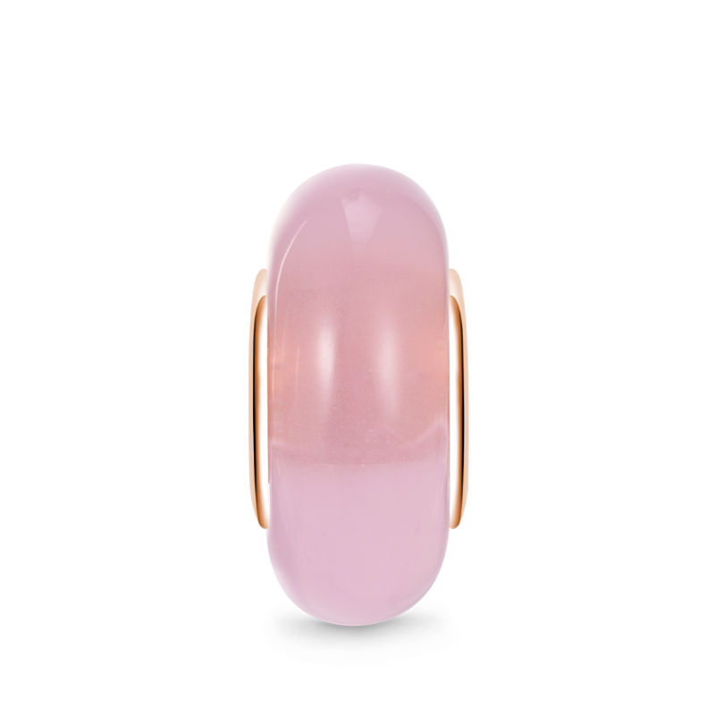 Natural Rose Quartz Charm Bead 925 Sterling Silver 18K Rose Gold Heart Hole_1