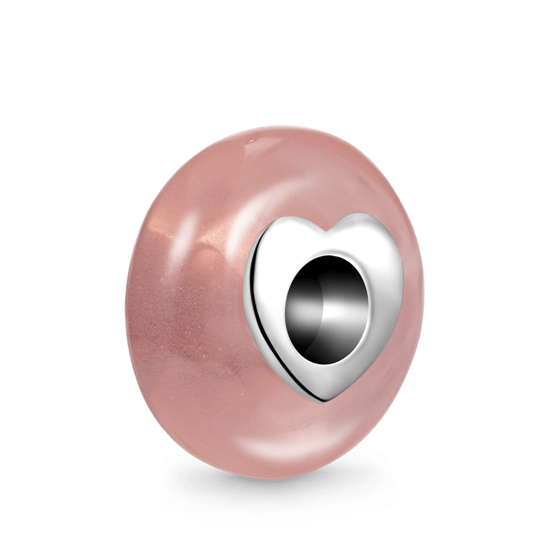 Gnoce Natural Pink Stone Heart Hole Charm_2