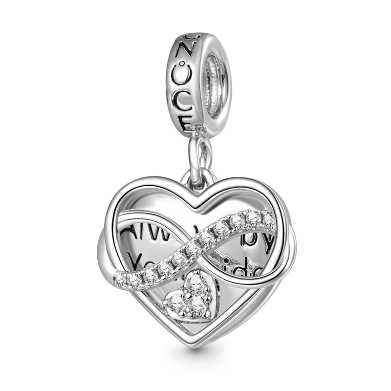 Gnoce Infinite Heart Personalized Photo Double Pendant Dangle Charm_2