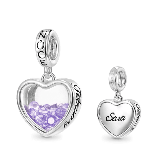Gnoce Feb.Birthstone Heart Engravable Pendant Dangle Charm_1