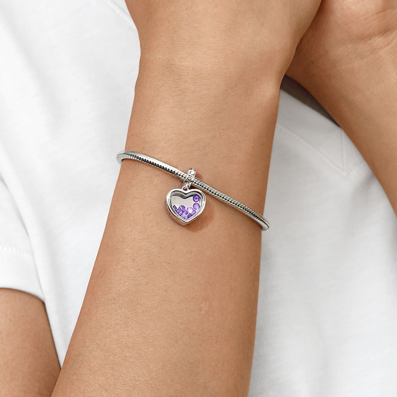 Gnoce Feb.Birthstone Heart Engravable Pendant Dangle Charm_4