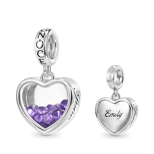 Gnoce Jun.Birthstone Heart Engravable Pendant Dangle Charm_1