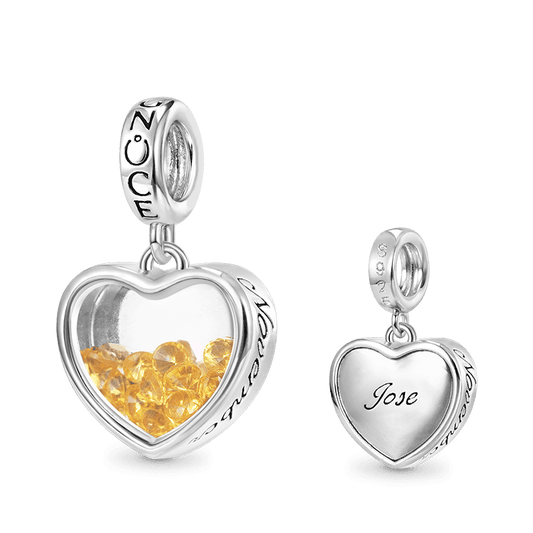 Gnoce Nov.Birthstone Heart Engravable Pendant Dangle Charm_1