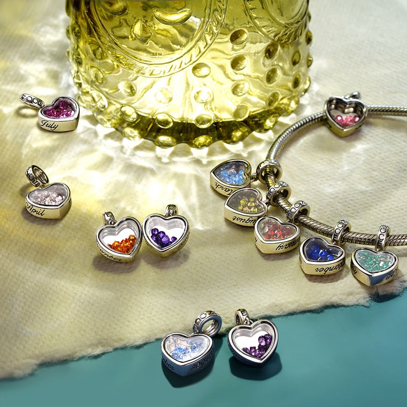 Gnoce Nov.Birthstone Heart Engravable Pendant Dangle Charm_2