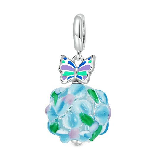 Gnoce Butterfly & Flowers Globe Pendant Dangle Charm_1