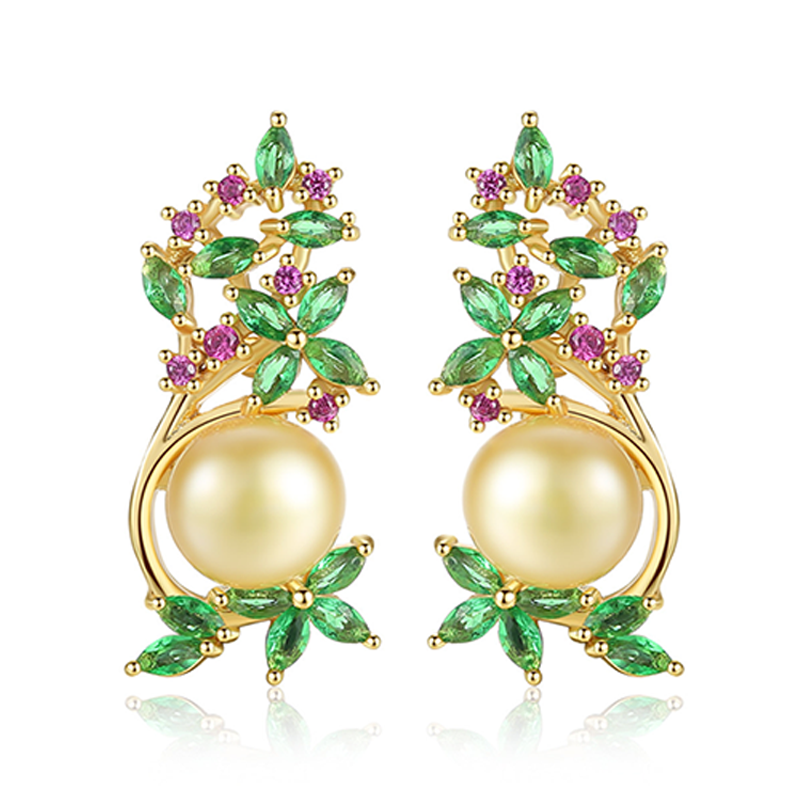 Gnoce Vintage Flower & Pearl Stud Earrings_1